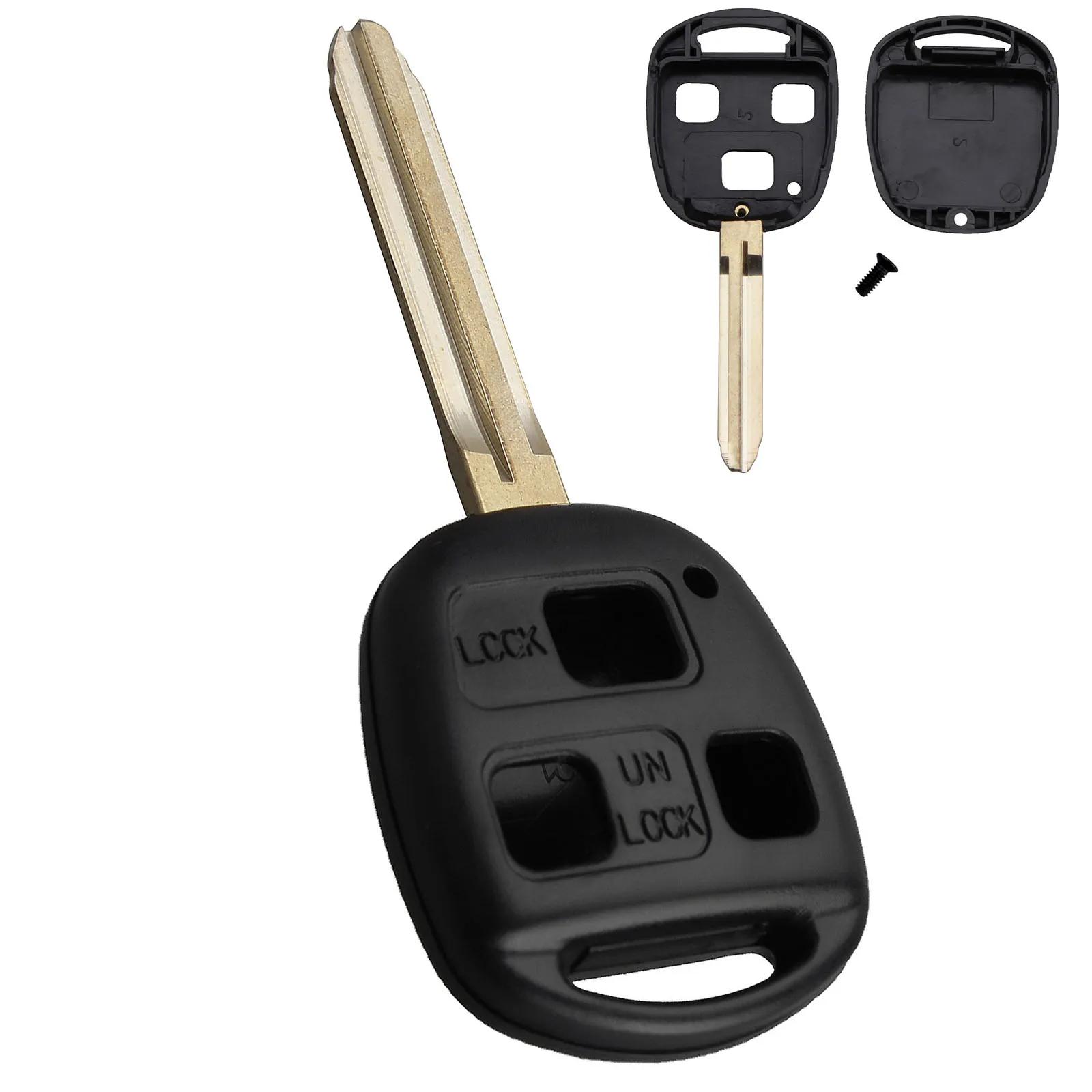 2 Pcs 3 Buttons Remote Key Shell Case FobUncut Blade for Toyota Camry Land Cruiser FJ Cruiser 45 X 37mm Black Replac